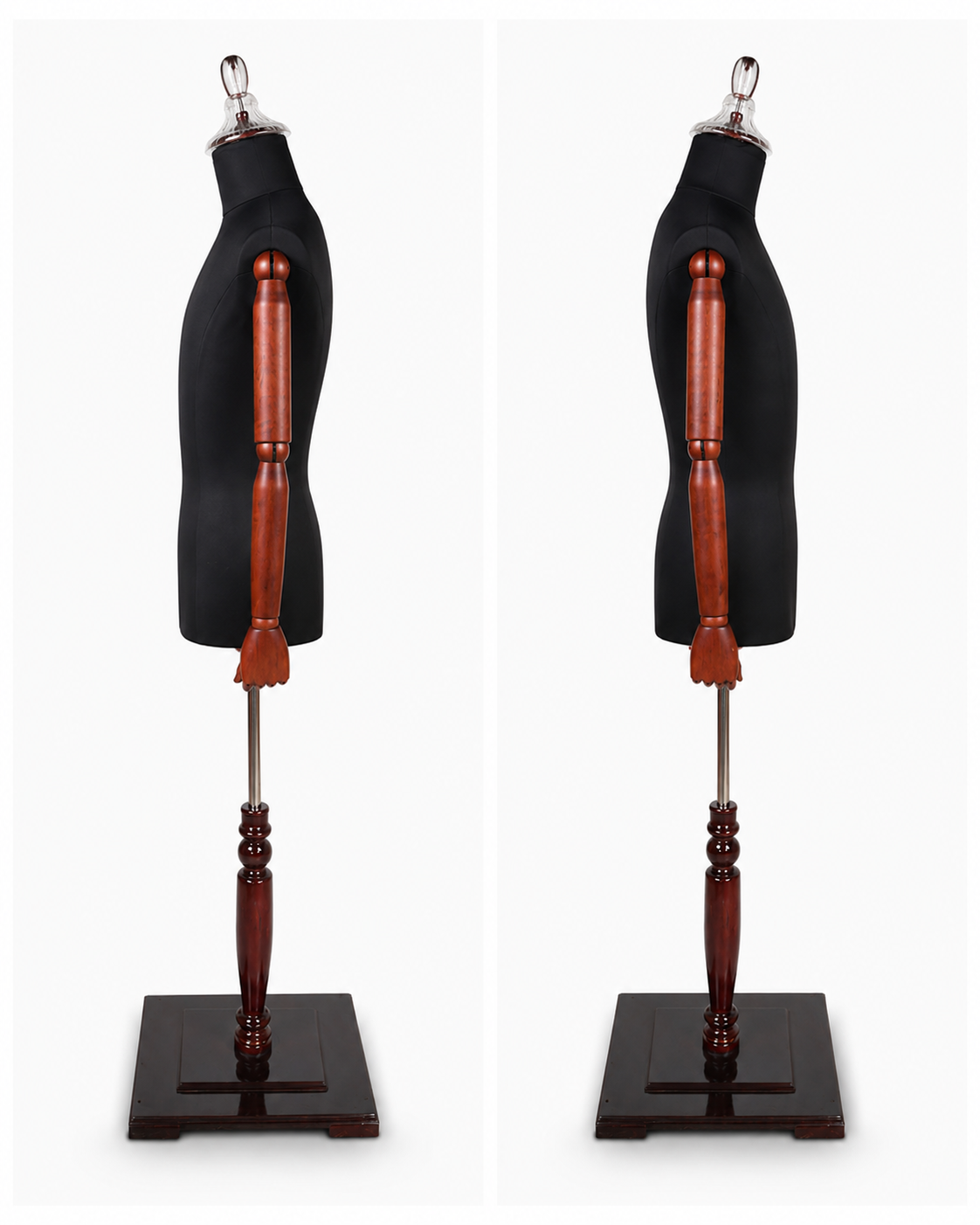 Premium Male Dress Form Mannequin with Wooden Arms & Wooden Base