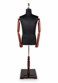 Premium Male Dress Form Mannequin with Wooden Arms & Wooden Base