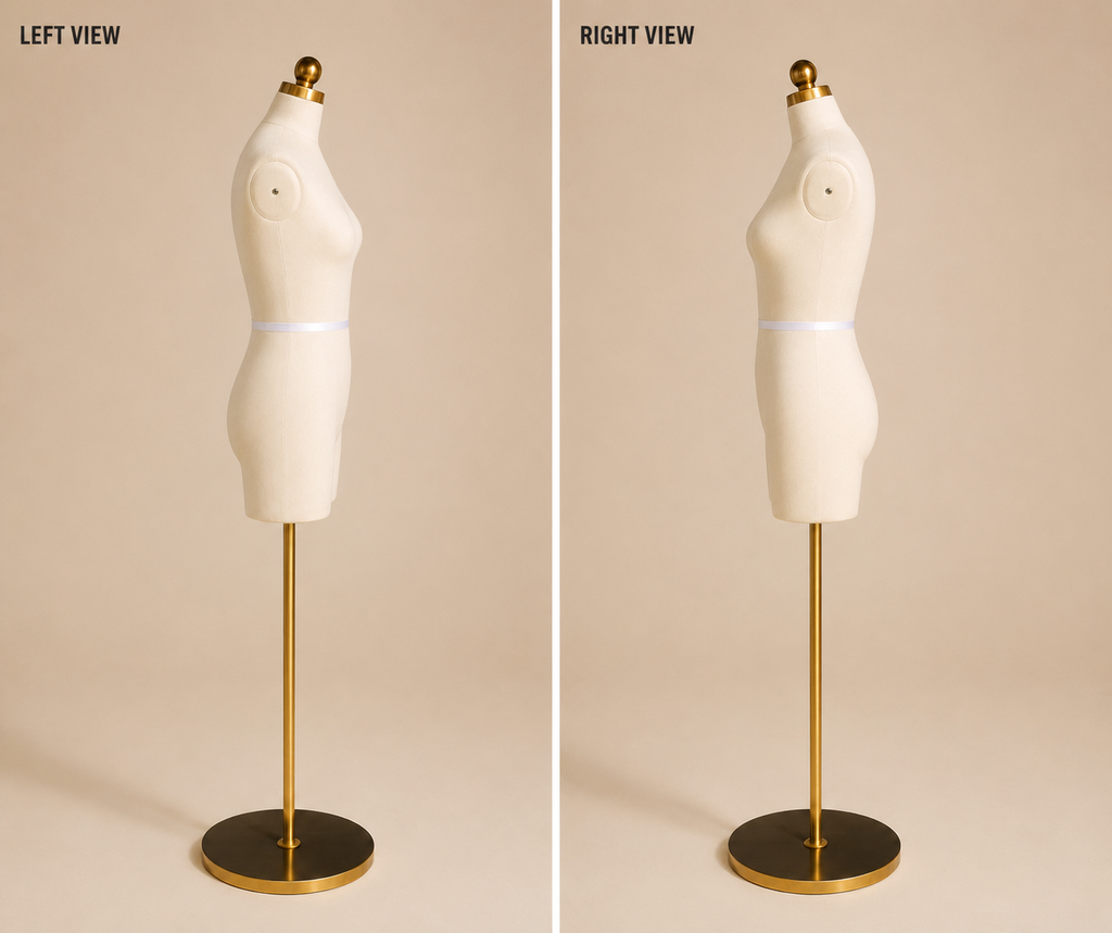 Premium Female Torso Dress Form Dummy with Gold Steel Stand