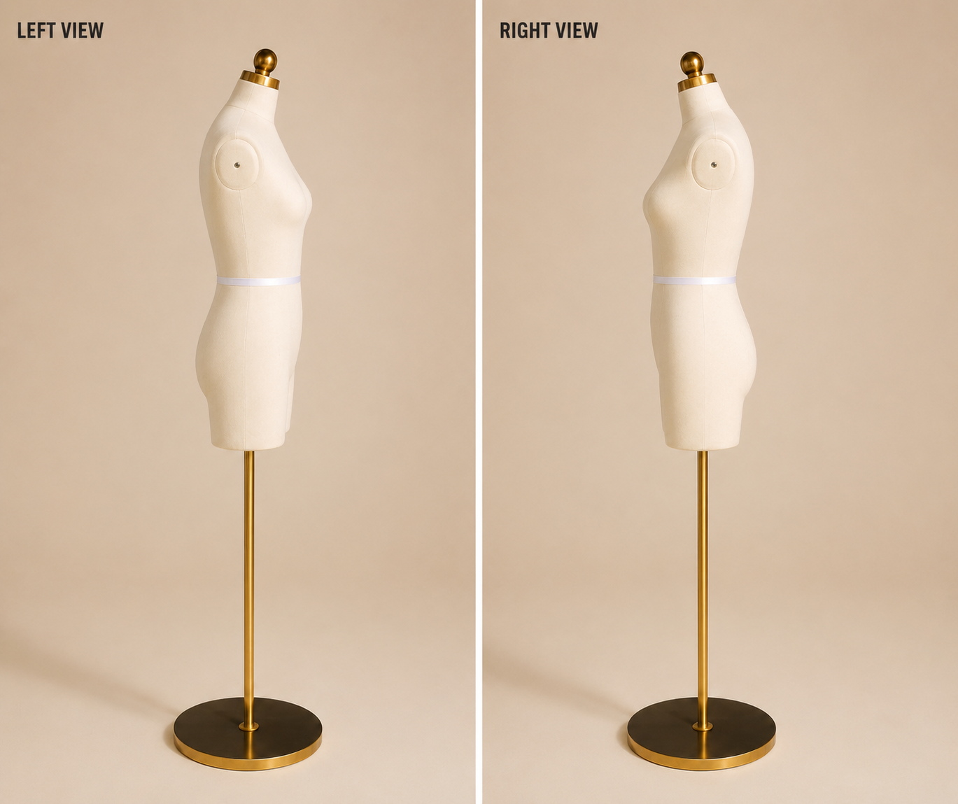Premium Female Torso Dress Form Dummy with Gold Steel Stand