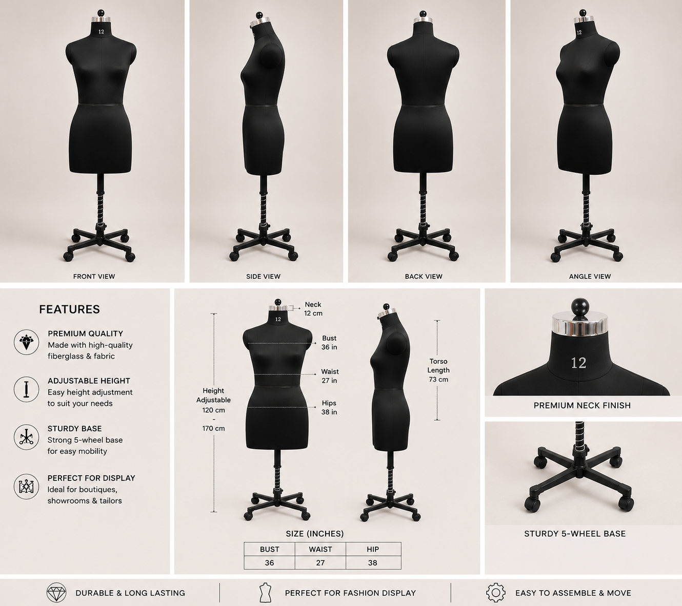 Premium Female Dress Form Tailor Dummy